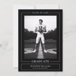 Elegant White & Black Graduate Announcement Inbjudningar