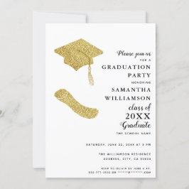Elegant White Black Guld Grad Photo Studenten Inbjudningar