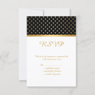 ELEGANT WHITE BLACK GULD HEART TILLFÄLLEN OSA KORT
