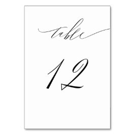 Elegant White Black Modern Script 12 Bröllop Bordsnummer