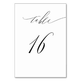 Elegant White Black Modern Script 16 Bröllop Bordsnummer