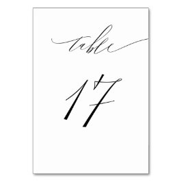 Elegant White Black Modern Script 17 Bröllop Bordsnummer