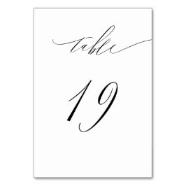 Elegant White Black Modern Script 19 Bröllop Bordsnummer