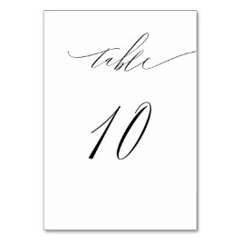Elegant White Black Modern Script nr 10 Bröllop Bordsnummer