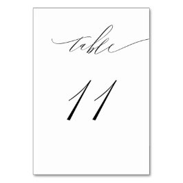 Elegant White Black Modern Script nr 11 Bröllop Bordsnummer