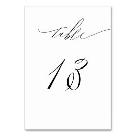 Elegant White Black Modern Script nr 13 Bröllop Bordsnummer