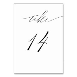 Elegant White Black Modern Script nr 14 Bröllop Bordsnummer