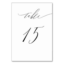 Elegant White Black Modern Script nr 15 Bröllop Bordsnummer