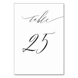Elegant White Black Modern Script nr 25 Bröllop Bordsnummer