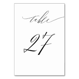Elegant White Black Modern Script nr 27 Bröllop Bordsnummer
