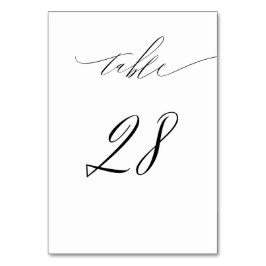 Elegant White Black Modern Script nr 28 Bröllop Bordsnummer