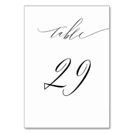 Elegant White Black Modern Script nr 29 Bröllop Bordsnummer