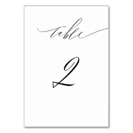 Elegant White Black Modern Script nr 2 Bröllop Bordsnummer
