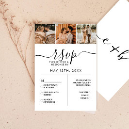 Elegant White Black Photo Monogram Bröllop OSA En Kort