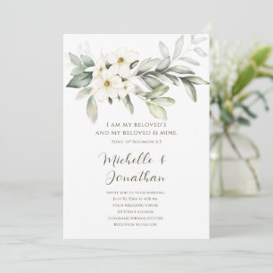 Elegant White Blommigt Bible Verse Christian Bröll Inbjudningar