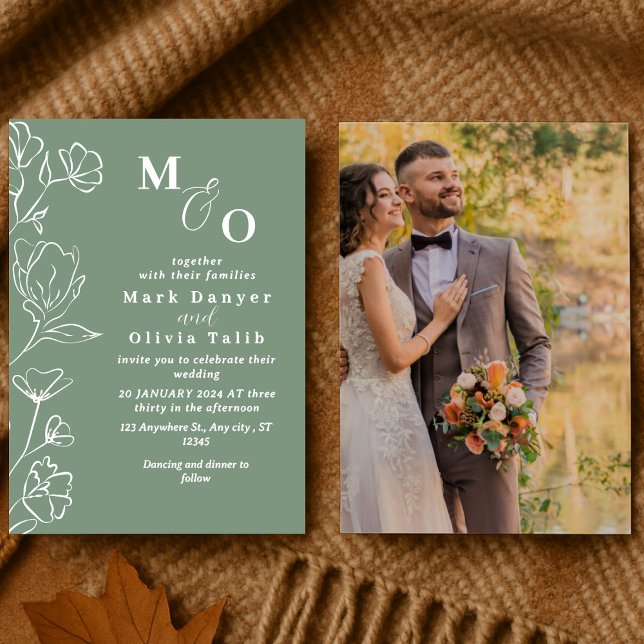 Elegant White Blommigt Bröllop Inbjudningar (Skapare uppladdad)