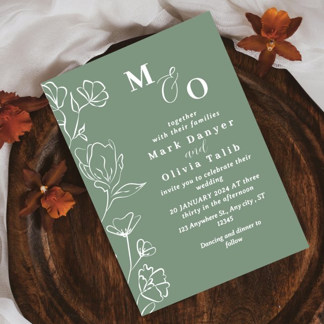 Elegant White Blommigt Bröllop Inbjudningar (Skapare uppladdad)