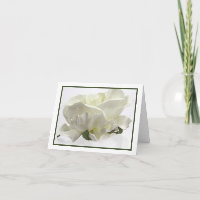 Elegant White Blommigt Bröllop Notecards Kort (Framsida)