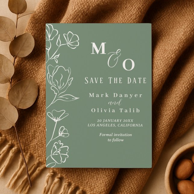 Elegant White Blommigt Bröllop Spara Datumet (Skapare uppladdad)