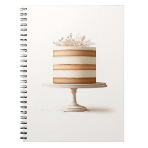 Elegant White Blommigt Cake Bröllop Guestbook Anteckningsbok