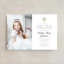 Elegant White Blommigt Girl First Communion Photo