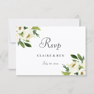 Elegant White Blommigt Grönt Löv Bröllop OSA Kort