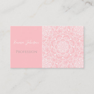 Elegant White Blommigt Mandala Rosa Design Visitkort