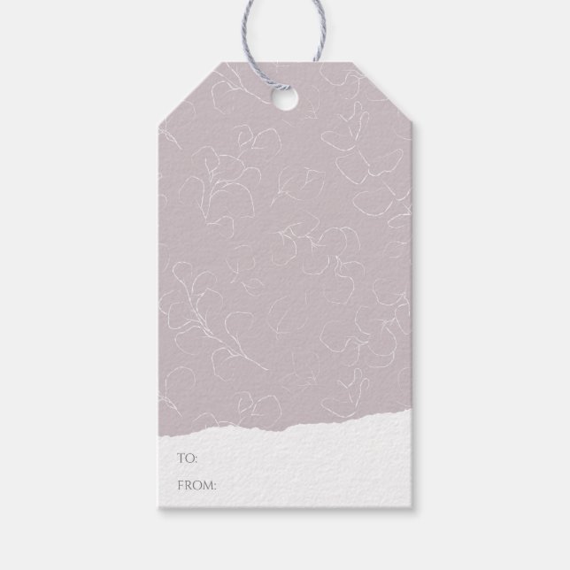 Elegant White Blommigt Möhippa Bröllop Presentetikett (Framsidan)