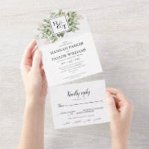 Elegant White Blommigt Monogram Bröllop