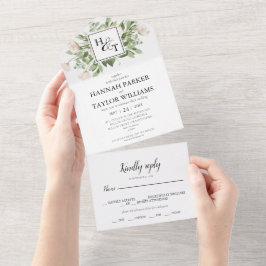 Elegant White Blommigt Monogram Bröllop