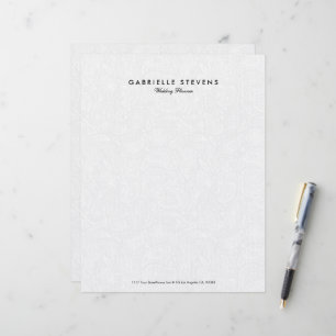Elegant White Blommigt Paisley Snöre Letterhead Brevhuvud
