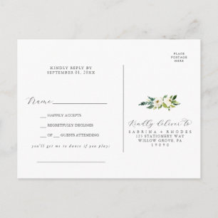 Elegant White Blommigt Sång Request OSA Postcard Inbjudan Vykort