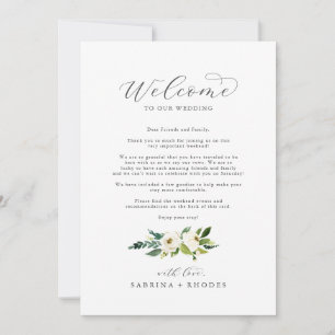 Elegant White Blommigt Välkommen Brev och kontinen