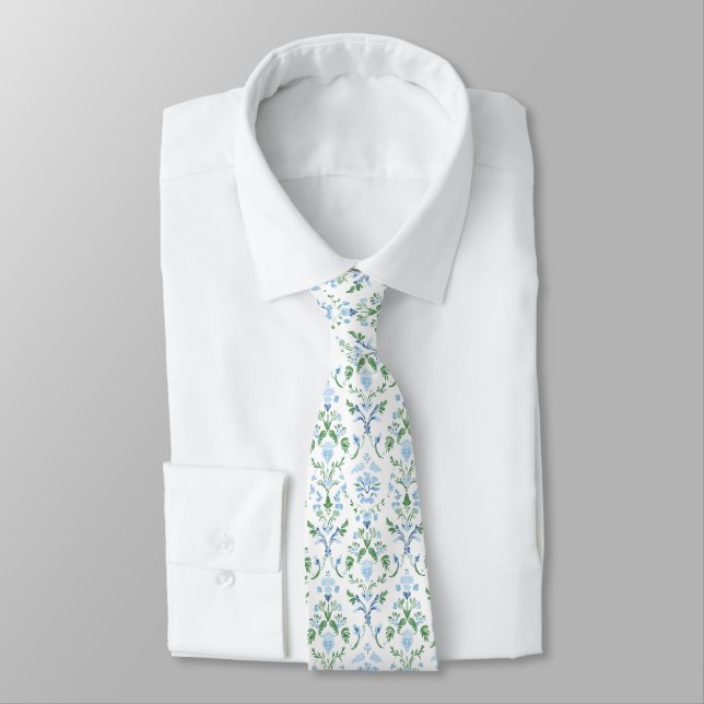 Elegant white blue green neck tie slips (Bunden)