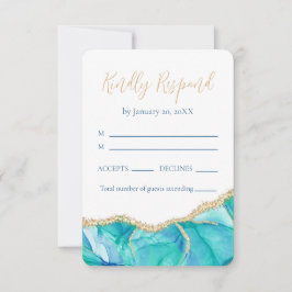 Elegant White Blue Guld Glitter Bröllop OSA
