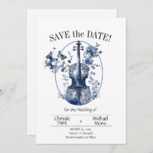 Elegant White & Blue Violin Bröllop