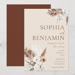 Elegant White Bohemian Flowers Bröllop Inbjudningar