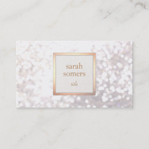 Elegant White Bokeh Glitter Chic Guld Plaque Visitkort