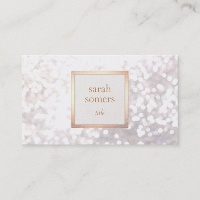 Elegant White Bokeh Glitter Chic Guld Plaque Visitkort (Framsida)