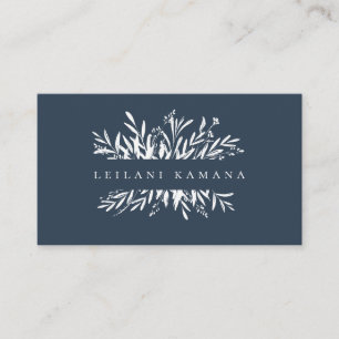 Elegant White Botanical Visitkort