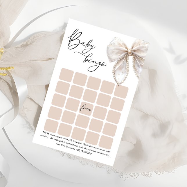 Elegant White Bow Baby Bingo Game (Skapare uppladdad)