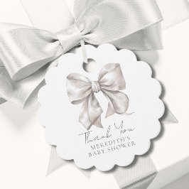 Elegant White Bow Baby Shower Gåvor Etiketter