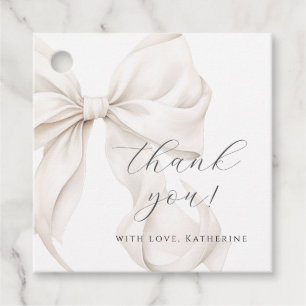 Elegant White Bow Baby Shower Gåvor Etiketter