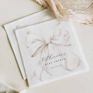 Elegant White Bow Baby Shower Pappersservett