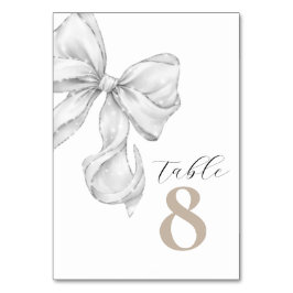 Elegant White Bow Table Numbers for Wedding Bordsnummer