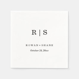 Elegant White Bröllop Napkin med Black Monogram Pappersservett