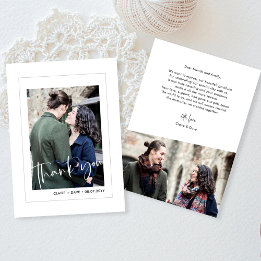 Elegant White Bröllop Photo Tackto You Card Tack Kort