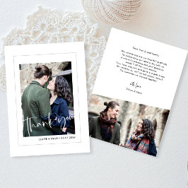 Elegant White Bröllop Photo Tackto You Card Tack Kort