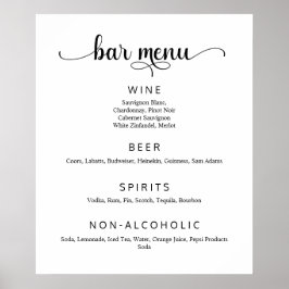 Elegant White Bröllop Pub Menu Poster