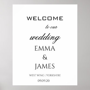 Elegant White Bröllop Välkommen Personlig Poster